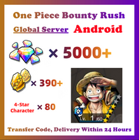 [Global] One Piece Bounty Rush OPBR 5000+ Gems 390+ gold fragments With Luffy Starter Account For Android