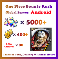 [Global] One Piece Bounty Rush OPBR 5000+ Gems 400+ Gold Fragments With Sakazuki Starter Account For Android