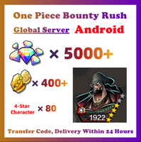 [Global] One Piece Bounty Rush OPBR 5000+ Gems 400+ Gold Fragments With Blackbeard Starter Account For Android