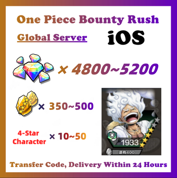 [Global] One Piece Bounty Rush OPBR 4800+ Gems With Nika Luffy Starter Account For IOS Only