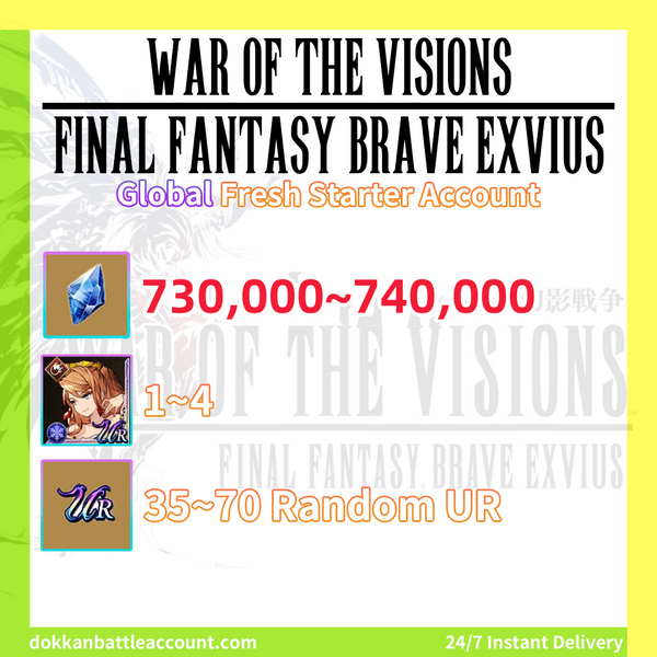 ( Global ) WAR OF THE VISIONS FFBE Fresh Starter Account With Mediena 730K+ Visiore And 35+ Random UR Characters