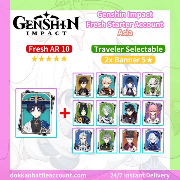 [Asia] Genshin Impact Starter Account - Wanderer Scaramouche Triple Event Banner 5-Star
