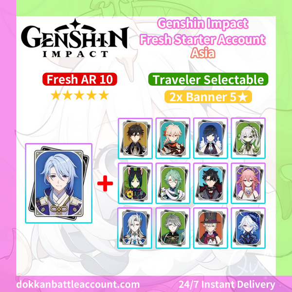 [Asia] Genshin Impact Starter Account - Ayato Triple Event Banner 5★