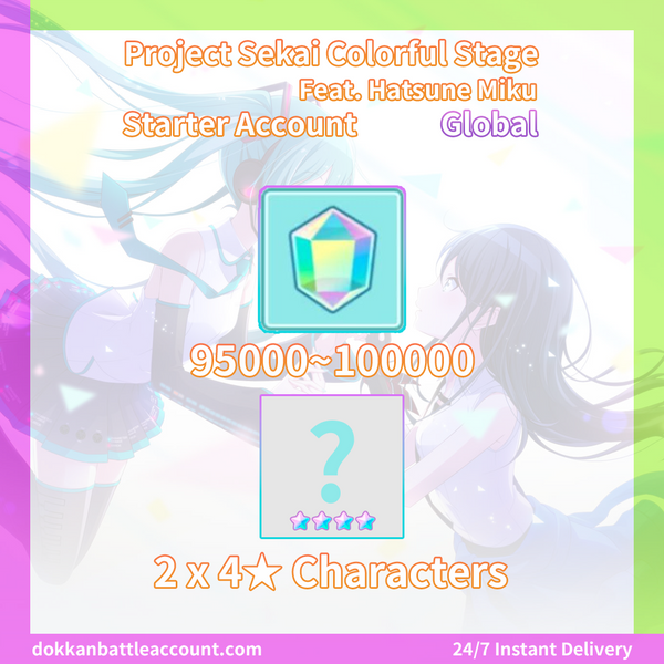 (Global) Project Sekai Colorful Stage Feat. Hatsune Miku Starter Account With 72K~110K Crystals And 1~9 4★ Characters