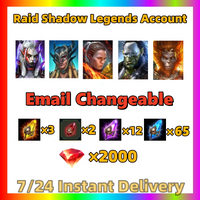Raid shadow legends starter account 3 Sacred Shard | Email Changeable |Scyl of the Drakes | Visix the Unbowed, Sun Wukong, Artak, U Aleksandr, guaranteed