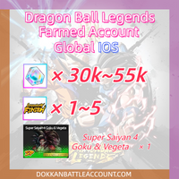 [ Global | IOS ] DBL Dragon Ball Legends Farmed Account with 35k~55k Crystals Super Saiyan 4 Goku & Vegeta