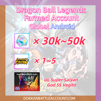 [ Global | Android ] Dragon Ball Legends Farmed Account 35k~45k Gems with UL Super Saiyan God SS Vegito