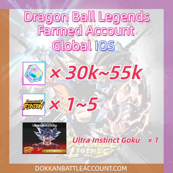 [ Global | IOS ]Dragon Ball Legends DBL Farmed Account with 30k~55k Crystals+Ultra Instinct Goku