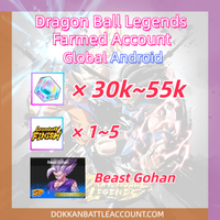 [ Global | Android ] Dragon Ball Legends Farmed Account with 30k~50k Gems + Beast Gohan