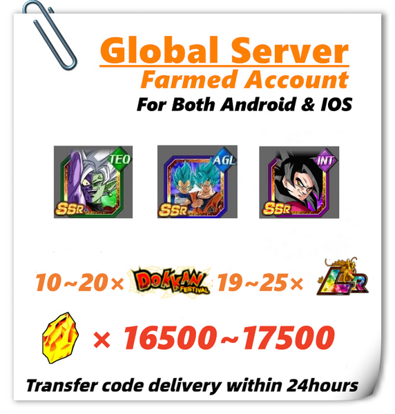 [Global] Dokkan Battle Farmed Account 16500+ stones With Zamasu Super Saiyan God SS Goku & Super Saiyan God SS Vegeta SSJ4 for IOS and Android