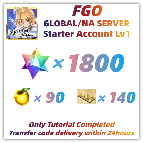 [NA] FGO Starter Account 1800 SQ+ 90 Golden Apples+140 Summon Tickets Fate Grand Order