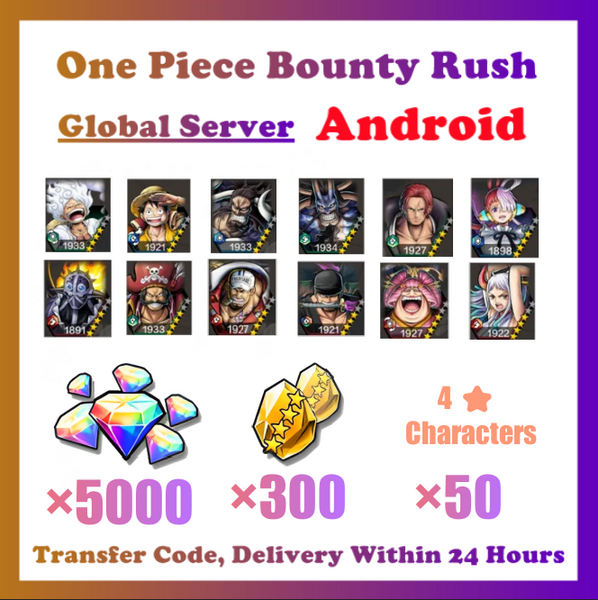 [Global] One Piece Bounty Rush OPBR 5000+ Gems Starter Accounts With Kaido Sakazuki Roger Yamato FILM RED Shanks For Android Only