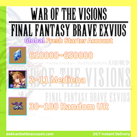 ( Global ) WAR OF THE VISIONS FFBE Fresh Starter Account With 2~11 Mediena 61K+ Visiore And 30+ Random UR Characters