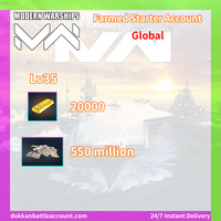 ( Global ) Modern Warships Farmed Starter Account -- Lv35/20000 Gold/550 Million Dollars