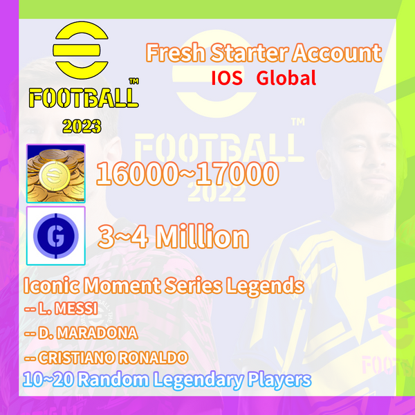 ( Global | IOS ) eFootball Fresh starter Account --4 Million GP + 17000 eFootball Coin + 20 Random Legendary Players